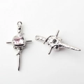 Detail of silver alloy cross sword pendants with pink gemstone and antique texture - Silver Base Pink Zirconia