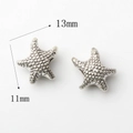 Vista macro de cuentas de estrella de mar plateadas con textura para joyería de bricolaje - Estrella de mar