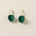 Boucles d'oreilles rétro vert Morandi avec crochets dorés au style minimaliste - Vert Foncé