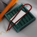 Collier minimaliste en perles rouges avec fermoir doré élégant et chaîne d'extension - Or 18K 7# Perle Rouge Foncé