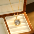 Collier vintage de style français avec pendentif pièce bicolore et zircons - Collier Pièce Or 18K Argent Antique Style 2