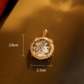 Vintage French style relief coin pendant with white zircon inlay and dual-tone metal - 18K Gold Antique Silver Pendant Only (Without Chain) Style 2