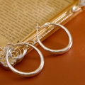 Grandes créoles argentées polies minimalistes sur un cadre doré de style vintage - Argent-30#(Tige Argent 925)