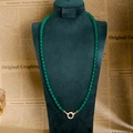Collier en calcédoine verte avec pendentif cercle doré diamants sur buste chic - Électrophorèse Or 18K Agate Verte (65 Collier)