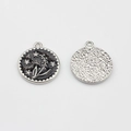 Detailed view of black enamel flower pendant with rhinestones for DIY jewelry - Black-Silver