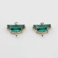 Détail de breloques en éventail de cristal vert émeraude avec monture dorée pour bijoux DIY - Vert