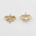 Detailed view of semi-circle gold-plated crystal charms for DIY jewelry making - Yellow
