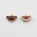Detail of red crystal fan-shaped charms with gold-plated connectors for DIY jewelry - Red