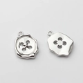 Detail van zilveren legering knophangers met vier-gaats textuur voor DIY sieraden maken - Zilver