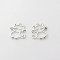 Détails de pendentifs chats argentés aux lignes minimalistes pour création de bijoux - Argent