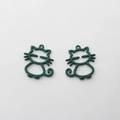 Détail de breloques chat évidées vert foncé mat pour création de bijoux DIY - Vert