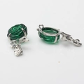 Detail view of green 3D rose pendants with silver-plated frames for DIY jewelry crafting - Green-Silver 02