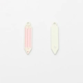 Detail of pink enamel pencil charms with gold alloy base and circular hanging holes - Pink