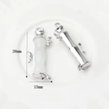 Pendente in metallo stile bambù con finta giada bianca e misure di 38 mm per 15 mm - Ciondolo Bambù Grande Bianco Latte Argento (WSX-1202-04)