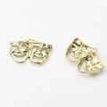 Detailed front and back view of golden theater mask charms for DIY jewelry making - Gold