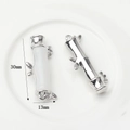 Bamboo shaped silver alloy pendants with white enamel details for DIY jewelry making - Milky White Silver Medium Bamboo Pendant (WSX-1202-11)