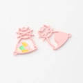 Detail van roze emaille kattenhanger met voor- en achterkant voor doe-het-zelf oorbellen - Roze Kat