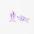 Close-up of a matte purple fishbone alloy pendant for DIY jewelry and earring making - Purple