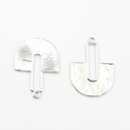 Detailed view of silver geometric fan pendants with hammered and radial metal textures - Radiant Hammered (Silver Plated)