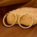 Grandes boucles d'oreilles créoles dorées avec texture unique en argent concassé - Style Or 14K 40#