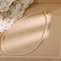 Collier de perles rondes 2mm minimaliste avec fermoir doré et chaîne d'extension - Or-Perle Crème 2.5mm