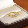 French vintage opal ring in gold-plated hollow setting with adjustable band - Adjustable Open / 16K Gold