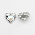 Detail of silver heart pendants with lava texture and iridescent stone inlay - Heart Shape (WSX-748) / Silver