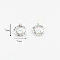 Silver crescent moon alloy charms with opal and zircon stones for DIY jewelry, 19mm x 16mm - Moon Shape (WSX-748) / Silver