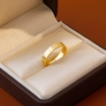 Minimalist 18k gold plated ring featuring a hand-hammered textured surface finish - Band Ring / 18K Gold Hammered (6#)