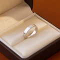 Silver ring with honeycomb hammered texture displayed in a luxury velvet gift box - Band Ring / Platinum Hammered (6#)