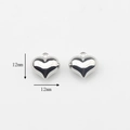 Colgantes de corazón de metal pulido de 12mm con medidas de diámetro exterior exactas - 12mmx12mm / Corazón Plateado-Grande