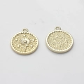 Detailed view of golden coin pendants with daisy pattern and frosted texture back - Sunflower (Gold Plated)
