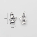 Detailed front and back macro view of 20mm x 13mm alloy rabbit pendant for DIY crafts - Silver Rabbit
