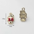 Detail of cute bunny alloy pendant showing 20mm height and honeycomb texture back - Gold Bowknot Rabbit