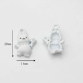 Macro detail of white rabbit charm pendant with dimensions 20mm by 14mm for DIY jewelry - White Rabbit