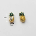 Detail of 15x8mm gold pineapple charms with yellow enamel and sparkling rhinestones - Pineapple