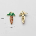 Detailed view of carrot charms showing 20mm x 12mm size and orange rhinestone inlay - Carrot - Gold Base