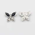 Macro detail van vlinder kristal hangers met voor- en achterkant voor DIY sieraden maken - Zwart (Zilveren Basis)