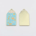 Front and back detail of alloy enamel lucky pendants for DIY jewelry making - Great Luck and Prosperity