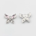 Zilveren vlinderhangers met roze kristallen voor DIY-sieraden en handwerkprojecten - Roze (Zilveren Basis)