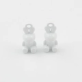 Pair of white rabbit charms with glossy enamel finish for DIY jewelry crafting projects - White