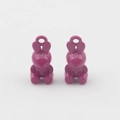 Close-up of two purple rabbit alloy charms with high gloss finish for DIY jewelry - Rose Red