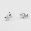 Vue détaillée de boucles d'oreilles clips en étoile argentée pour la création de bijoux - Clip d'Oreille Étoile à Cinq Branches (5100142302770) / Argent