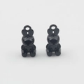 Detailed view of two polished black alloy 3D rabbit charms for DIY jewelry making - Black