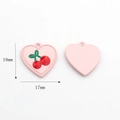 Pink heart pendant with cherry print and 18x17mm dimensions for DIY jewelry making - Cherry (Pink Heart)