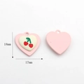 Detail of pink heart-shaped cherry pendant with 18mm by 17mm size dimensions - White Base Cherry (Pink Heart)