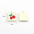 Detailed front and back view of 18x15mm cherry square charm for jewelry making - Cherry (Cream Square)