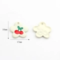 Detail of 16mm cream flower charm with cherry pattern for DIY jewelry making - Small Cherry (Cream Five-Petal Flower)