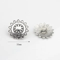 Retro silver alloy flower heart buttons with 35mm diameter for DIY jewelry making - Antique Silver