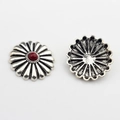 Detail of vintage sunflower resin metal buttons with red center beads for DIY crafts - Dark Red
